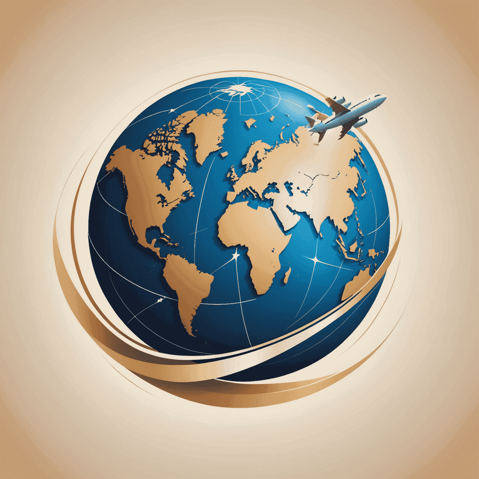World Of Tourism logo featuring a stylized globe with a plane trail, symbolizing luxury travel and exploration