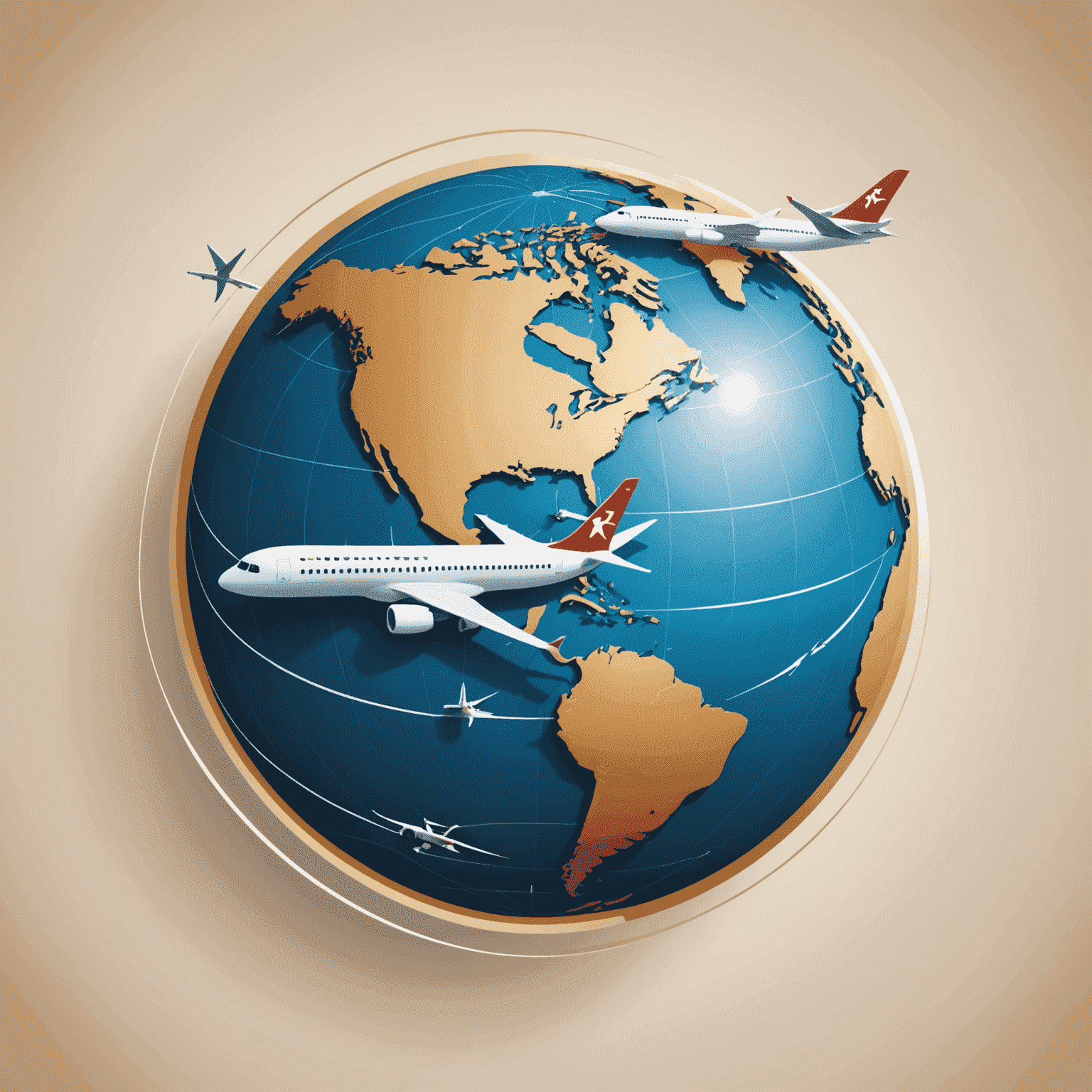 World Of Tourism logo featuring a stylized globe with a plane trail, symbolizing luxury travel and exploration
