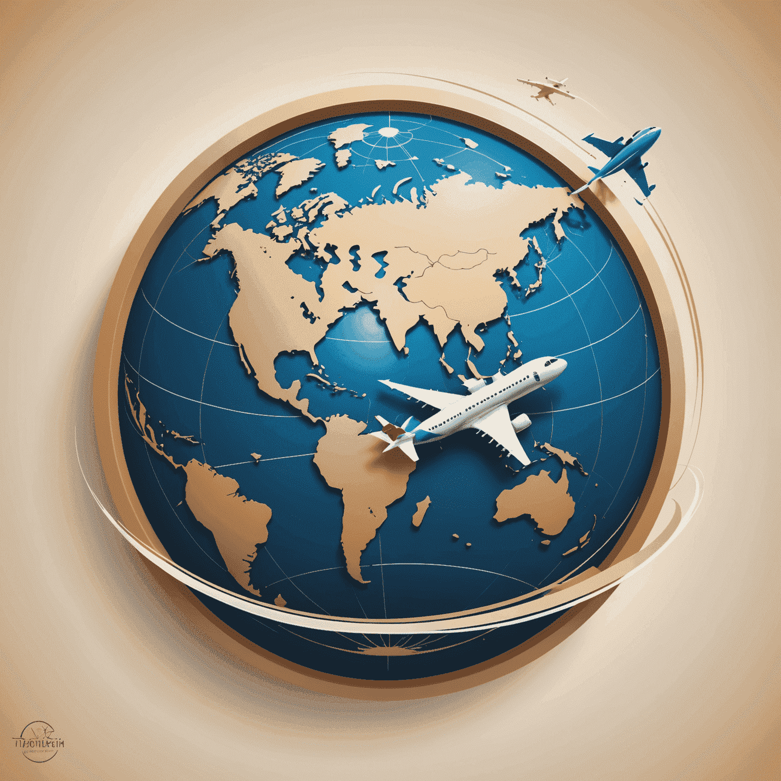 World Of Tourism logo featuring a stylized globe with a plane trail, symbolizing luxury travel and exploration