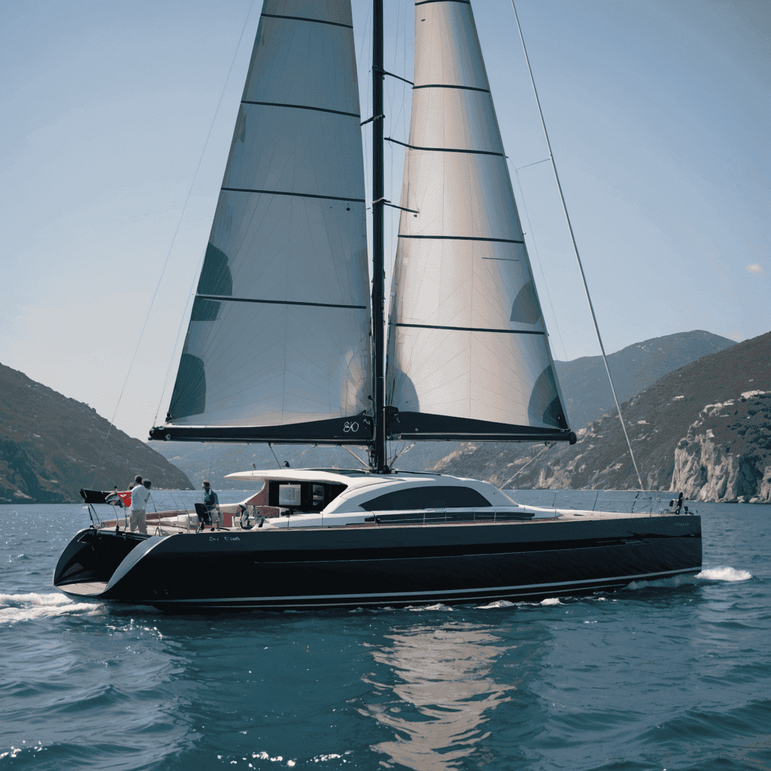 Sleek sailing yacht with state-of-the-art navigation systems